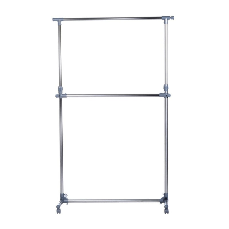 Clothes Hanger W/Wheels, Heavy Duty-Silver/Grey