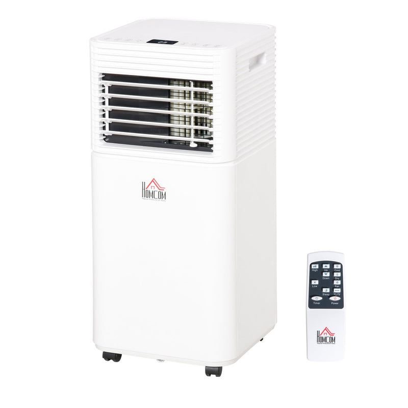 HOMCOM 785W Compact Portable Mobile Air Conditioner Unit Cooling Dehumidifying Ventilating w/ Fan Remote LED Display 24 Hr Timer Auto Shut Down Home Office Summer 4 Modes White