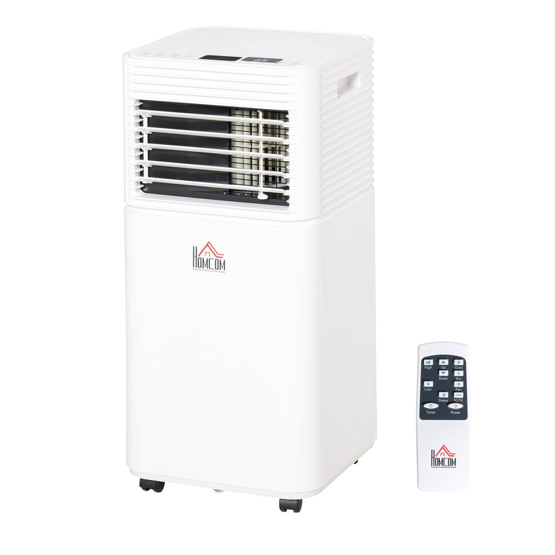 HOMCOM 1122W Compact Portable Mobile Air Conditioner Unit Cooling Dehumidifying Ventilating w/ Fan Remote LED Display 24 Hr Timer Auto Shut-Down Home Office Summer 4 Modes White