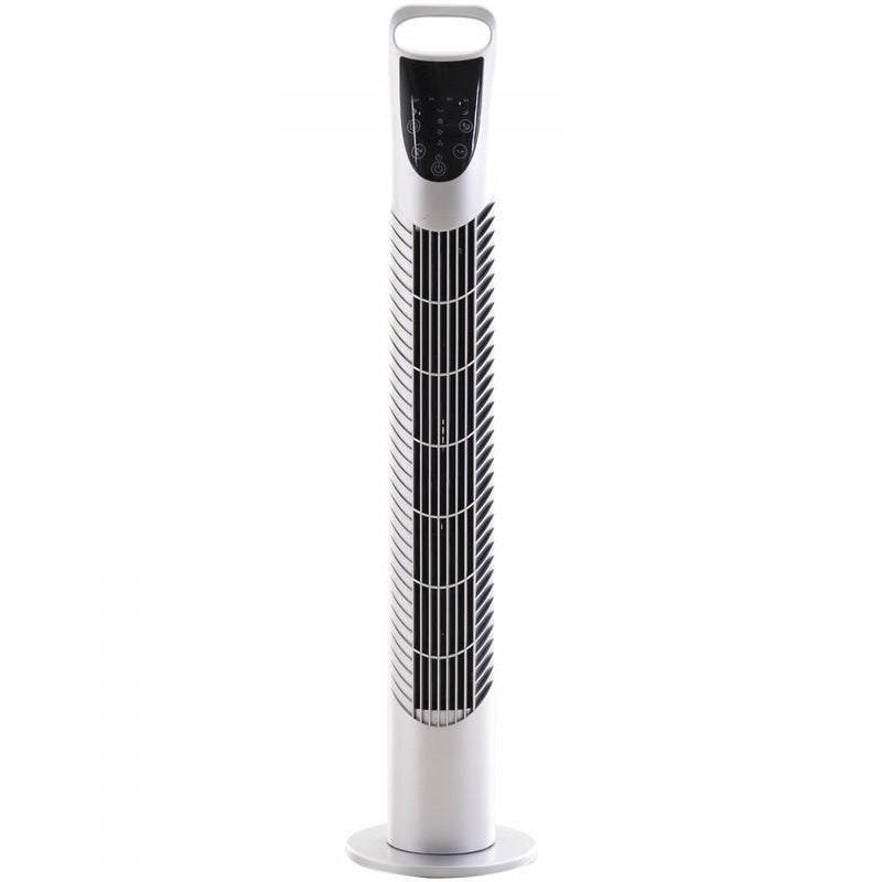 HOMCOM 40W Wind Speed Adjustable ABS Quiet Oscillating Tower Fan w/ Remote Silver