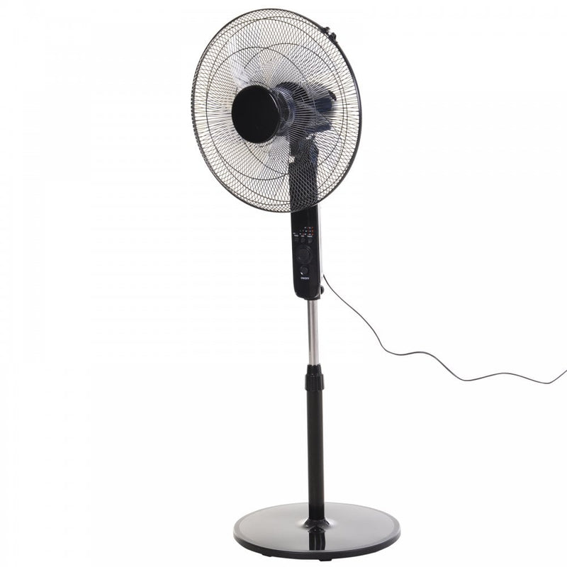 HOMCOM ABS Free-Standing Oscillating Timer Fan w/ Remote Black