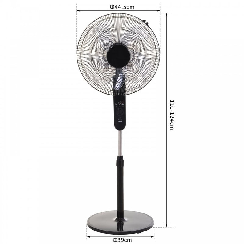 HOMCOM ABS Free-Standing Oscillating Timer Fan w/ Remote Black