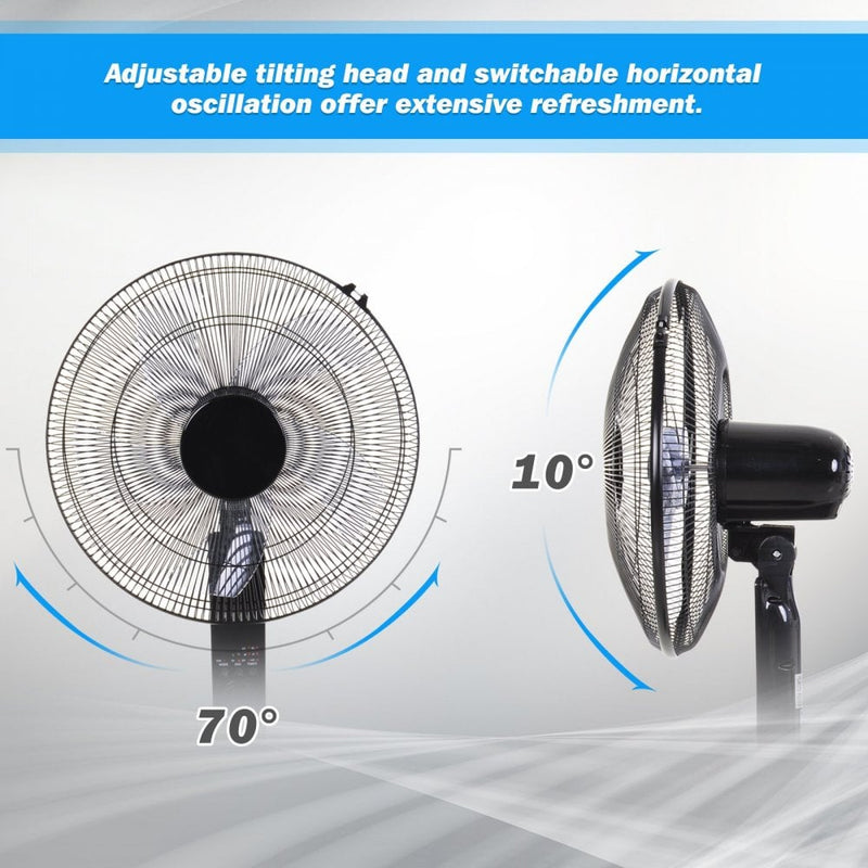 HOMCOM ABS Free-Standing Oscillating Timer Fan w/ Remote Black