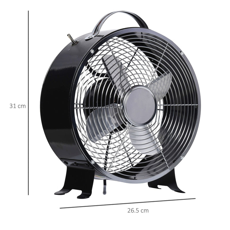 HOMCOM 26CM Electrical Table Desk Fan 2-Speed Portable for Home Office,Black