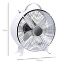 HOMCOM 26cm Electrical Table Desk Fan with 2-Speed  Portable Personal Cooling Fan for Home Office Dorm, White Office,White