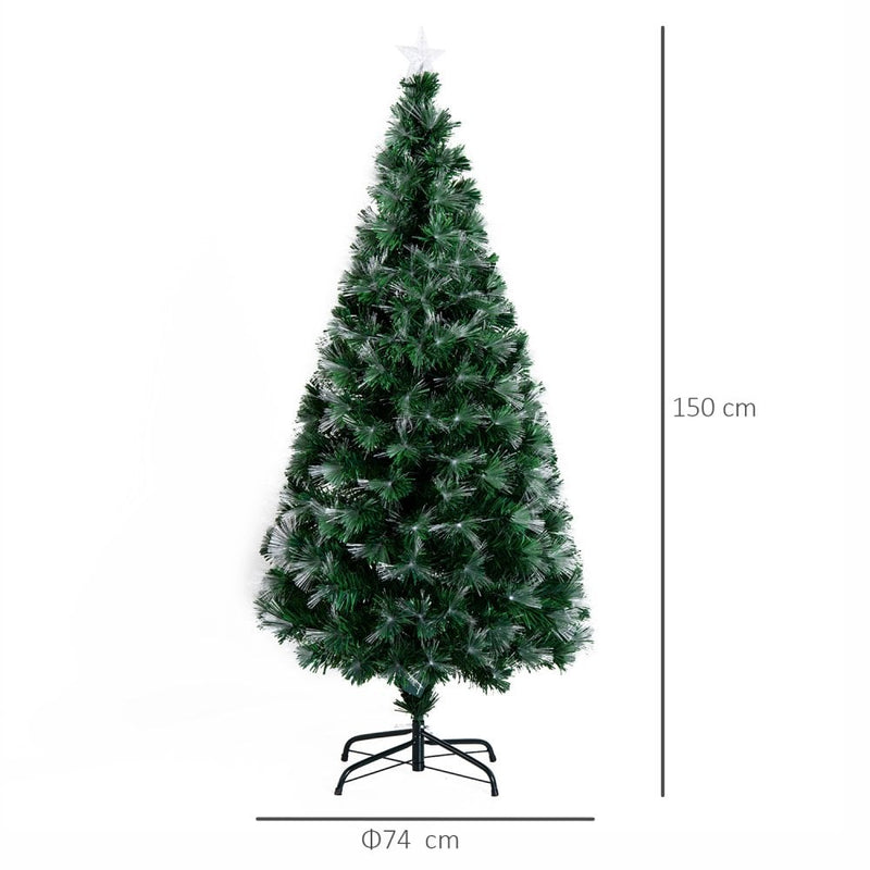 1.5m Pre-Lit Artificial Christmas Tree - Green