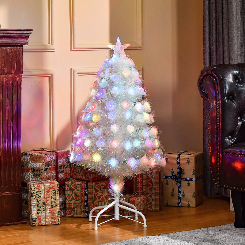 HOMCOM White  3ft Prelit Artificial Christmas Tree