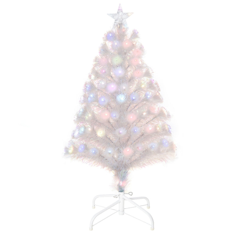 HOMCOM White  3ft Prelit Artificial Christmas Tree