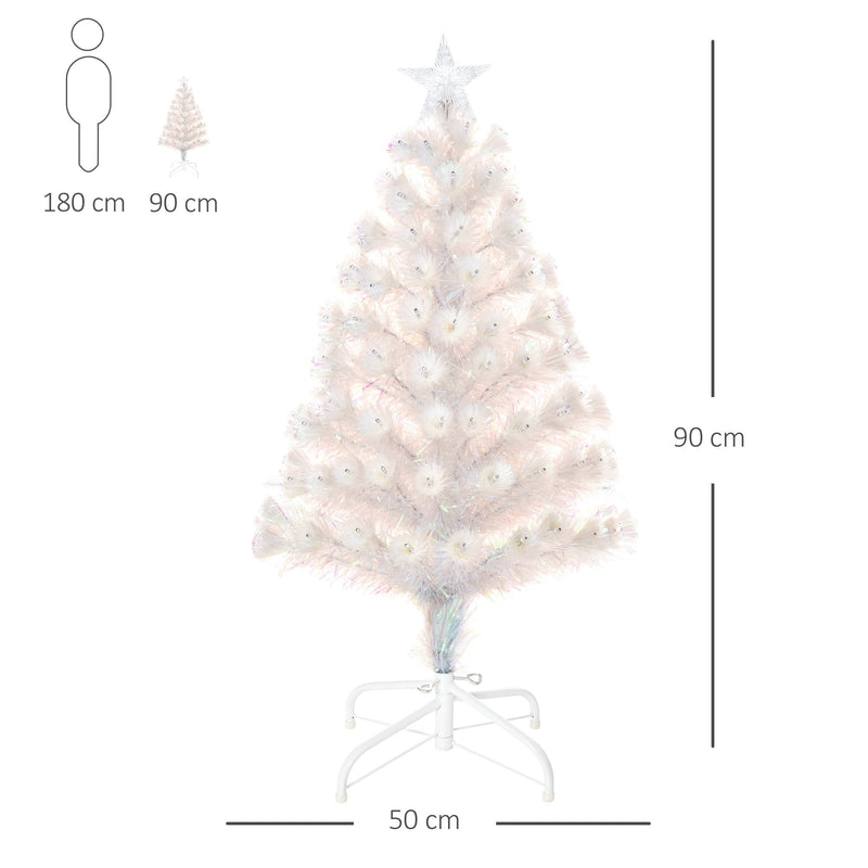 HOMCOM White  3ft Prelit Artificial Christmas Tree