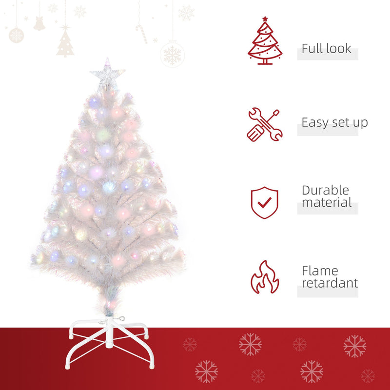 HOMCOM White  3ft Prelit Artificial Christmas Tree