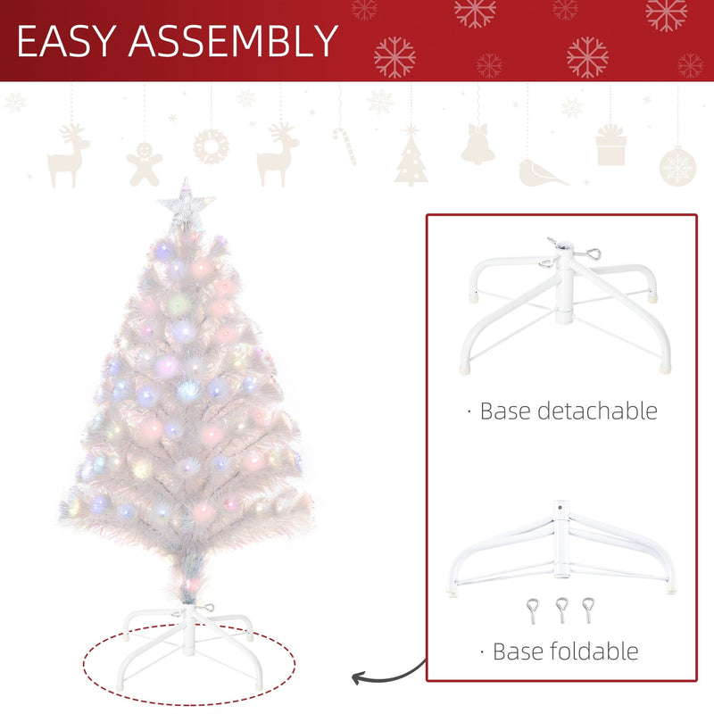 HOMCOM White  3ft Prelit Artificial Christmas Tree