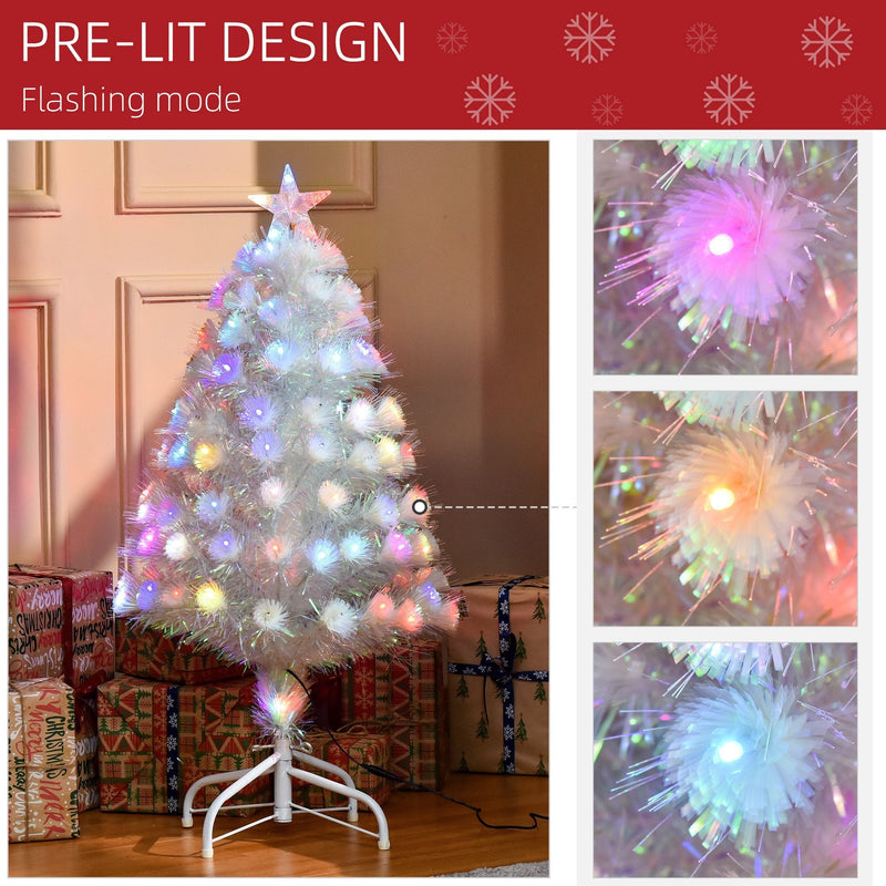 HOMCOM White  3ft Prelit Artificial Christmas Tree