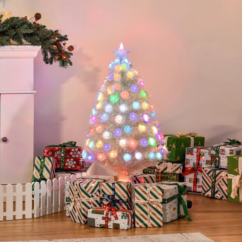 HOMCOM White  3ft Prelit Artificial Christmas Tree