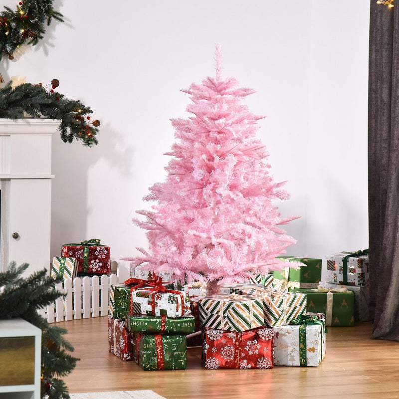 4FT Pop-up Artificial Christmas Tree Holiday Xmas Holiday Tree Decoration with Automatic Open for Home Party, Pink w/