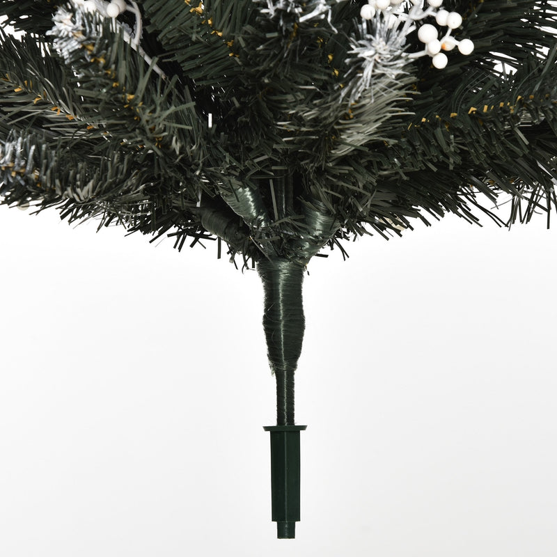 Dark Green 4ft Artificial Snow Dipped Christmas Tree Xmas Pencil Tree Holiday Home Indoor Decoration with Foldable Feet White Berries