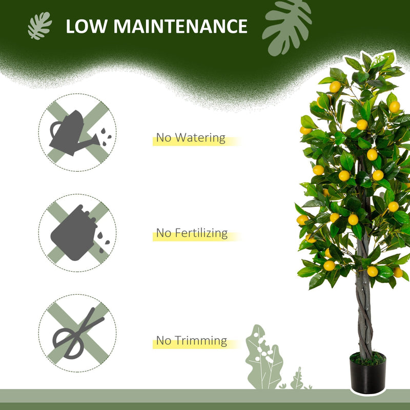HOMCOM Artificial Lemon Tree Fake Decorative Fruits Plant in Nursery Pot for Indoor Outdoor Décor, 135cm