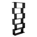 6 Shelves Bookshelf Wooden S Shape Storage Display Room Divider Unit Chest Cupboard Cabinet-Black