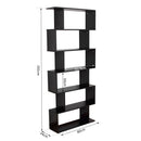 6 Shelves Bookshelf Wooden S Shape Storage Display Room Divider Unit Chest Cupboard Cabinet-Black