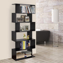 6 Shelves Bookshelf Wooden S Shape Storage Display Room Divider Unit Chest Cupboard Cabinet-Black