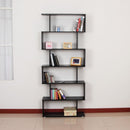 6 Shelves Bookshelf Wooden S Shape Storage Display Room Divider Unit Chest Cupboard Cabinet-Black