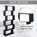 6 Shelves Bookshelf Wooden S Shape Storage Display Room Divider Unit Chest Cupboard Cabinet-Black