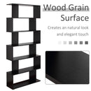 6 Shelves Bookshelf Wooden S Shape Storage Display Room Divider Unit Chest Cupboard Cabinet-Black