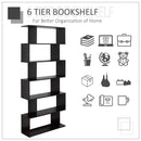 6 Shelves Bookshelf Wooden S Shape Storage Display Room Divider Unit Chest Cupboard Cabinet-Black