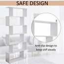 Wooden S Shape Bookcase Storage Display 6 Shelves Room Divider Unit Chest Cupboard Cabinet-White
