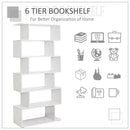 Wooden S Shape Bookcase Storage Display 6 Shelves Room Divider Unit Chest Cupboard Cabinet-White