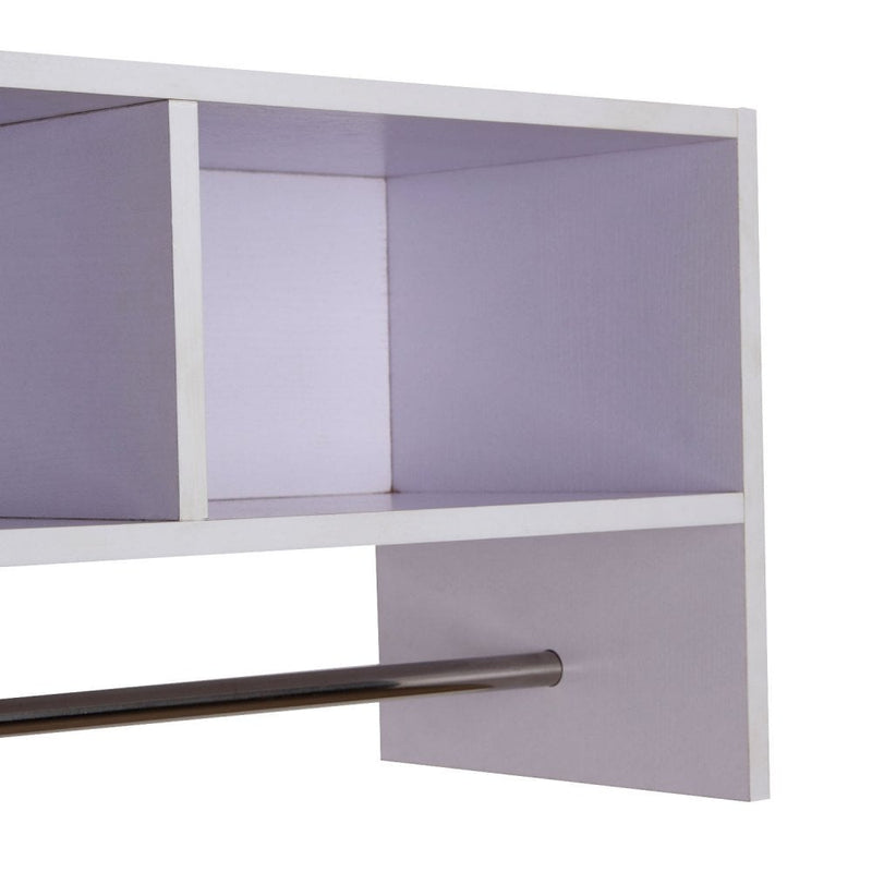 HOMCOM Wall Mounted Coat Hanger Hooks Rack Stand Organizer W/Hallway Rail & Storage Shelf-White