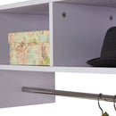 HOMCOM Wall Mounted Coat Hanger Hooks Rack Stand Organizer W/Hallway Rail & Storage Shelf-White