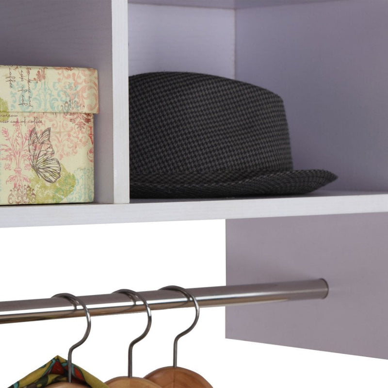 HOMCOM Wall Mounted Coat Hanger Hooks Rack Stand Organizer W/Hallway Rail & Storage Shelf-White