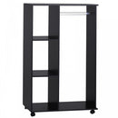 Particle Board Mobile Open Wardrobe On Wheels Black