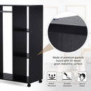 Particle Board Mobile Open Wardrobe On Wheels Black