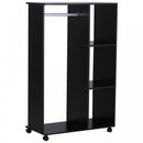 Particle Board Mobile Open Wardrobe On Wheels Black