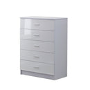 Tall White High Gloss Wardrobes 3 Pc Home Furniture Set Chest Bedside Table 7 Drawer
