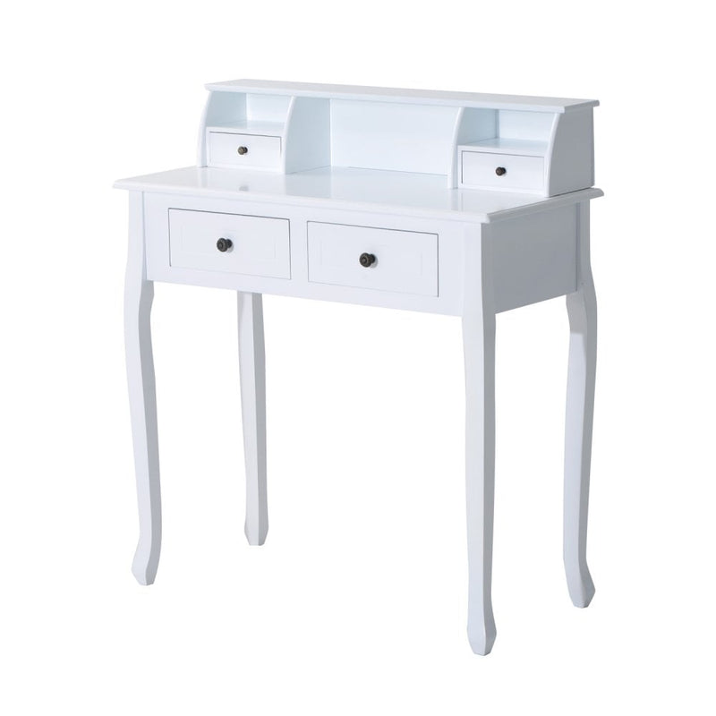 Dressing Table Vanity Make-Up 4 Drawers Dividers Console Desk Bedroom Furniture Nightstand Cosmetic Storage-White