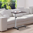 Multipurpose Overbed Chair Table Sofa Side Notebook Laptop Desk PC Stand Height Adjustable W/4 Castors-White/Brown