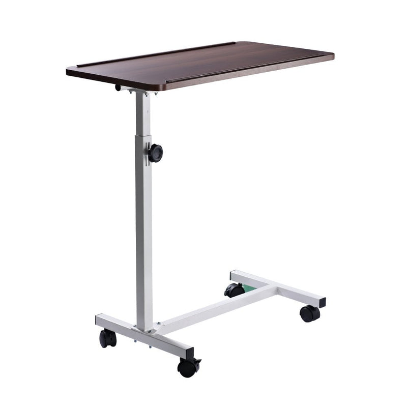 Multipurpose Overbed Chair Table Sofa Side Notebook Laptop Desk PC Stand Height Adjustable W/4 Castors-White/Brown