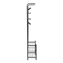 Metal 18 Hooks 3 Tier Coat and Shoe Rack Stand Hat Clothes Organizer Umbrella Stands Entrance Hanger Hall Shelves - Black