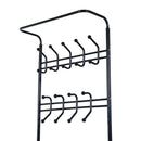 Metal 18 Hooks 3 Tier Coat and Shoe Rack Stand Hat Clothes Organizer Umbrella Stands Entrance Hanger Hall Shelves - Black