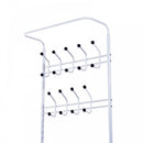 Entryway Coat Hanger Metal Multi-purpose 18 Hooks 3 Tier Shoes Rack Stand Hat Clothes Organizer Umbrella Stands - White