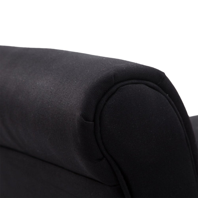 102L x 31W 51H cm Bed End Chaise Lounge Sofa Window Seat Arm Bench Wooden Leg Fabric Cover-Black