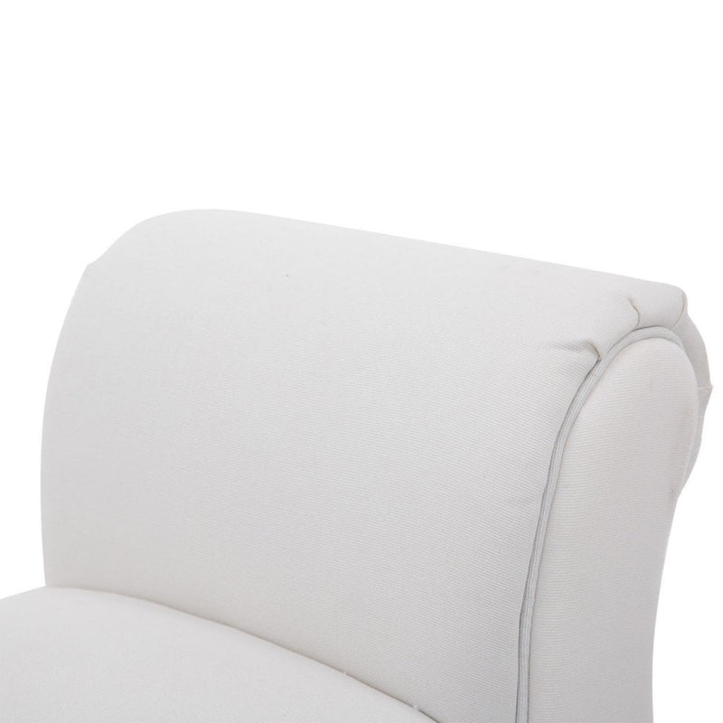 Bed End Chaise Lounge Sofa Window Seat Arm Bench Wooden Leg Fabric Cover Padded Hallway-White