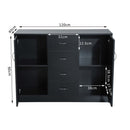 2 Door 4 Drawer Cabinet Storage Unit Free Standing Cupboard Chest Organizer Solid Wood (Black) |