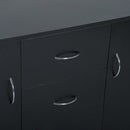 2 Door 4 Drawer Cabinet Storage Unit Free Standing Cupboard Chest Organizer Solid Wood (Black) |