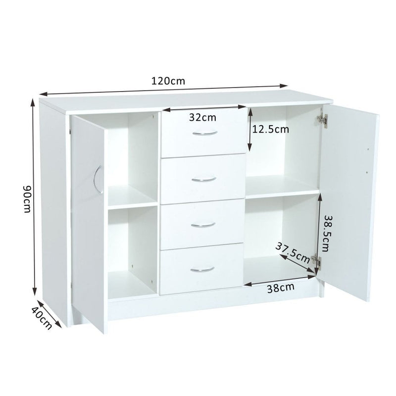 120Wx40Dx90H cm Drawer Cabinet-White