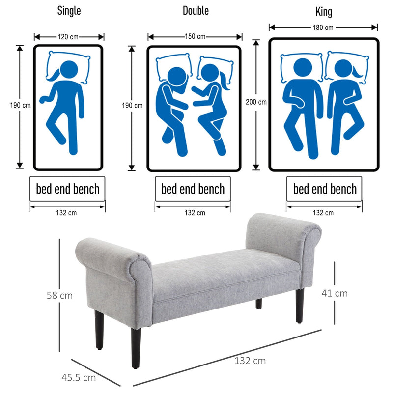 Bed End/Side Chaise Lounge Sofa - Grey