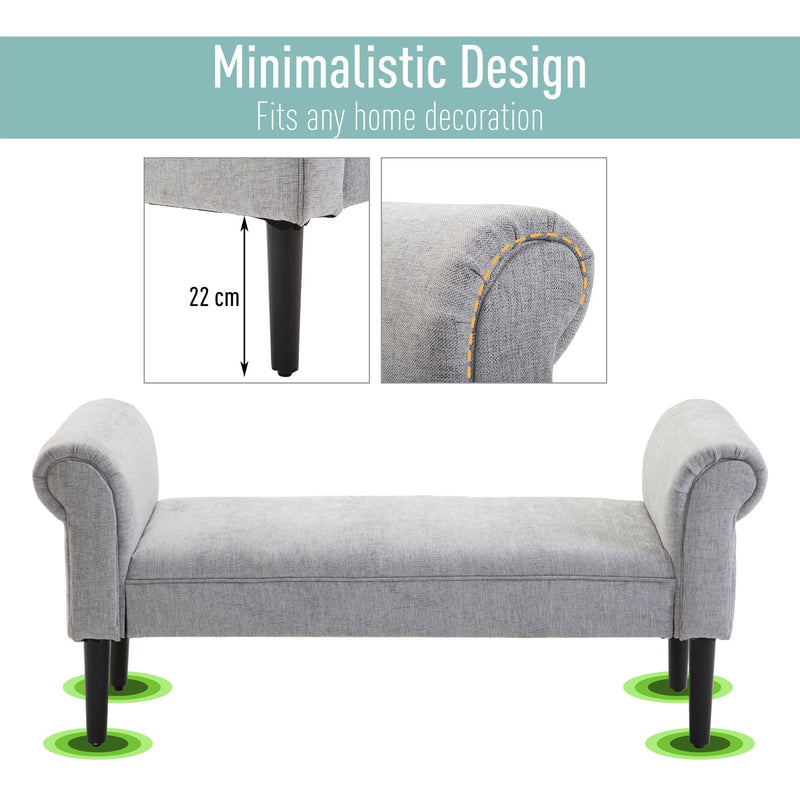 Bed End/Side Chaise Lounge Sofa - Grey