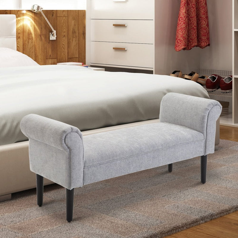 Grey Bench For End Of Queen Bed Bed End/Side Chaise Lounge Sofa Grey
